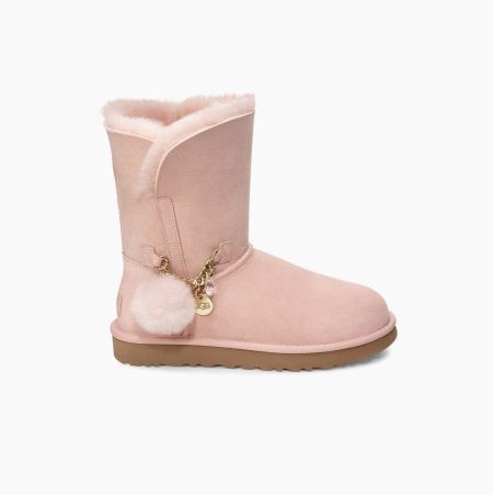 UGG Classic Short Charm Light Pink Boots for Women (ZNJO09356)